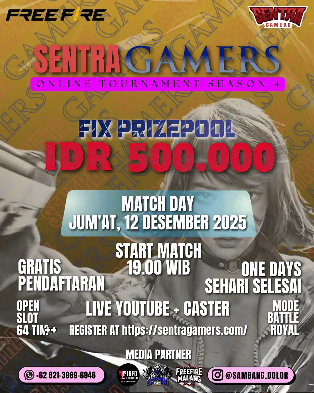 FREE FIRE SENTRA GAMERS ONLINE TOURNAMENT SEASON 4