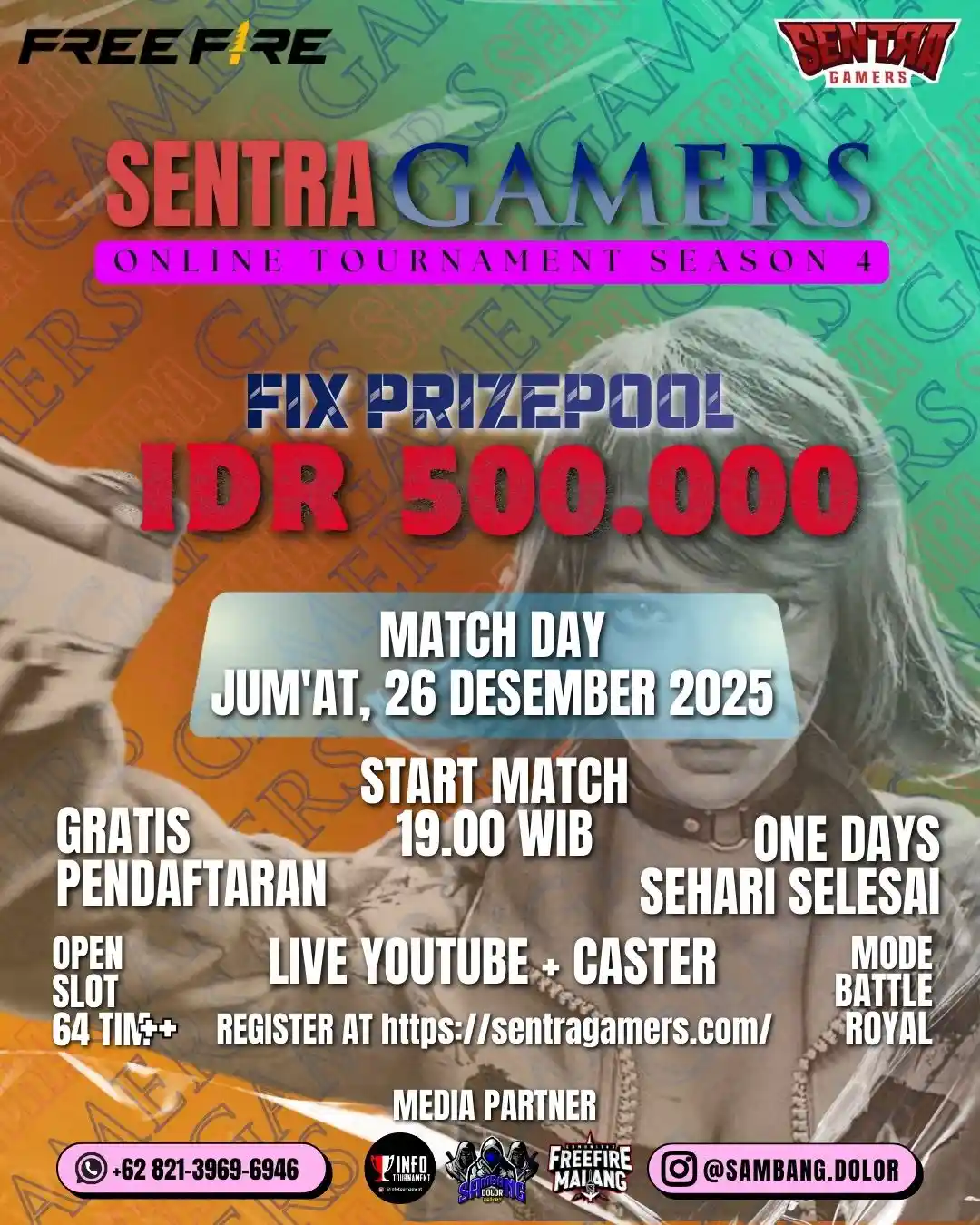 FREE FIRE SENTRA GAMERS ONLINE TOURNAMENT SEASON 5